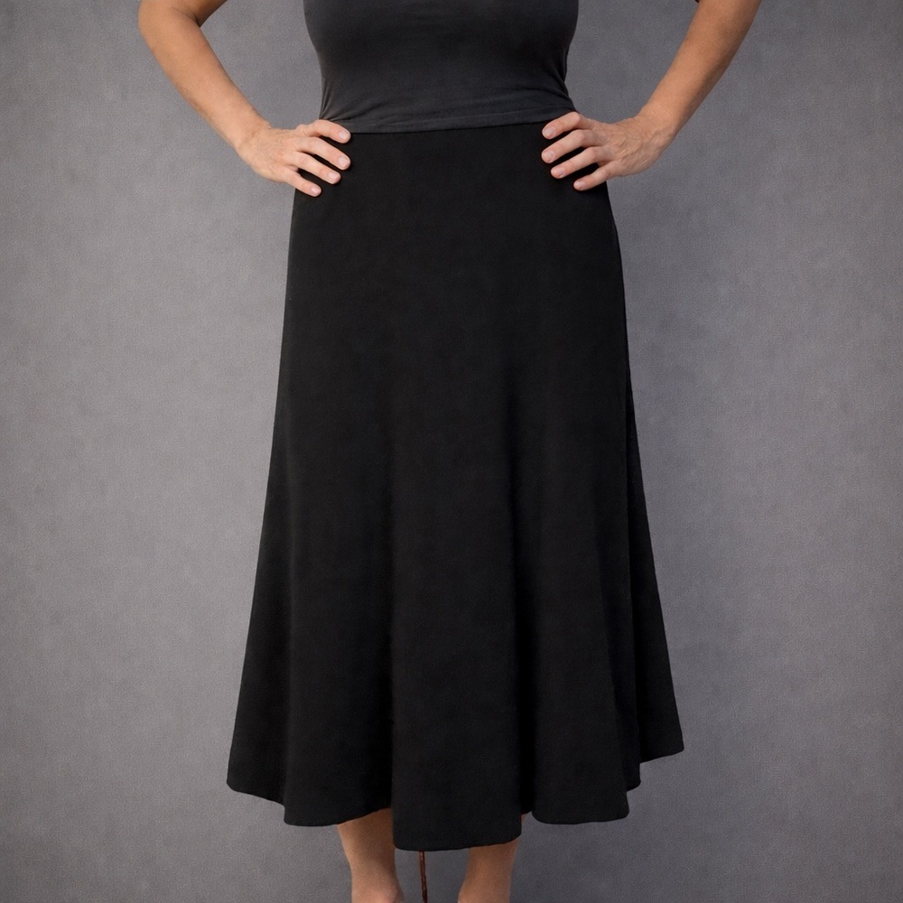 Susan Bristol Black Wool A-Line Midi Skirt | Made in Canada | Size 14